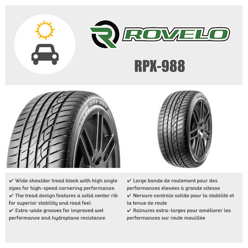 Rovelo RPX-988 all season tires &amp; summer tires for sale at Shamrock Tire Service's tire shop in Kelowna