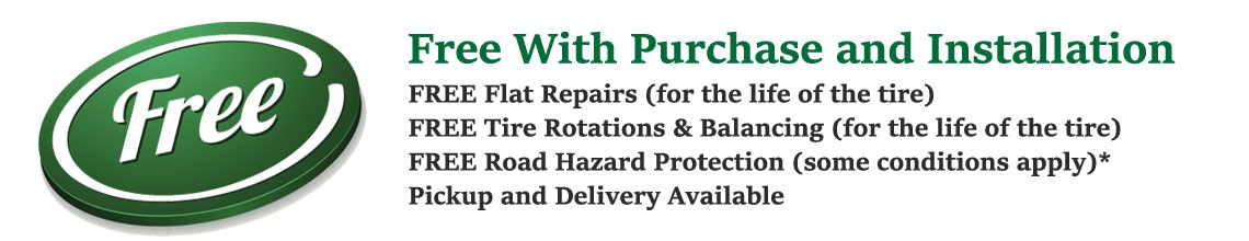Free services with purchase and installation of tires